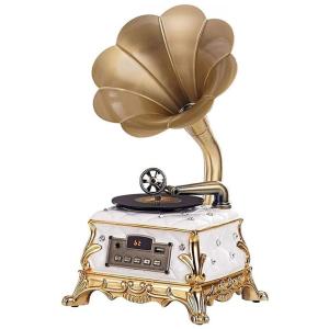 Gramofone Toca Discos Retro com Alto Falantes sem Fio, 110V, FBITE, Branco