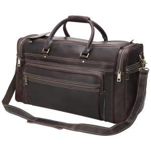 Bolsa de Viagem Masculina Clássica de Couro, POLARE , Marrom