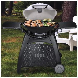 Churrasqueira a Gás 21.700 BTU com Ignição Elétrica, Mesa Auxiliar Lateral e Rodas, Weber Q 3200, Cinza