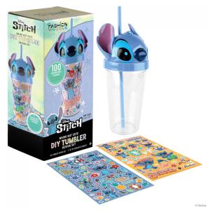 Kit Stitch 1 Copo de 470mL e 100 Adesivos à Prova D água para Crianças Acima de 8 Anos, Fashion Angels