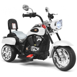 Moto Elétrica Infantil a Bateria 6V com Sons e Luzes, Idade Rec 3 a 6 Anos, OLAKIDS, Branca