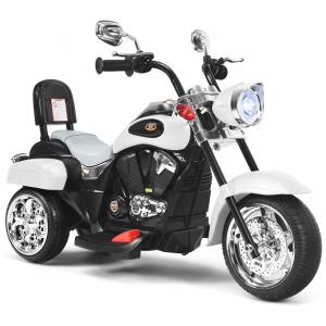 Moto Elétrica Infantil a Bateria 6V com Sons e Luzes, Idade Rec 3 a 6 Anos, OLAKIDS, Branca