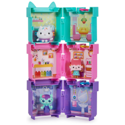 Gabby's Dollhouse: Conjunto de 3 Mini Playsets de Clip-on com Figuras de Brinquedo Cakey, Baby Box e Mercat e Acessórios de Casa de Bonecas