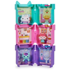 Gabby's Dollhouse: Conjunto de 3 Mini Playsets de Clip-on com Figuras de Brinquedo Cakey, Baby Box e Mercat e Acessórios de Casa de Bonecas
