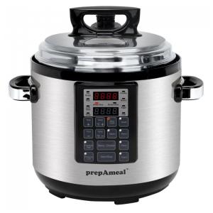 Panela de Pressão Elétrica 6L com 8 Predefinições e Aço inoxidável, 110V 1000W, PREPAMEAL, Cinza