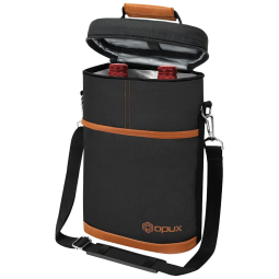 Bolsa Térmica Para Transporte de Vinhos até 2 Garrafas, escuro, OPUX, Marrom escuro