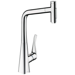 Torneira Cozinha com Pulverizador Removível e Alça Única, hansgrohe Metris 73820001, Cromada