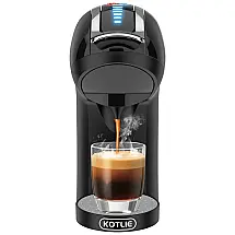 Máquina de Café Expresso 5 em 1, 19 Bar com Tanque de Água Removível e Compativel com 4 Tipos de Capsulas, 110V 1400W, KOTLIE EM-308A, Preta