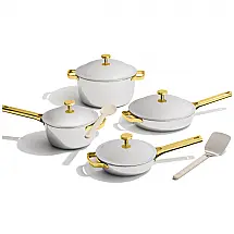 Jogo de Panelas Our Place Titanium Pro 10 Peças Dourado Titânio Antiaderente Livre de PFAS Indução