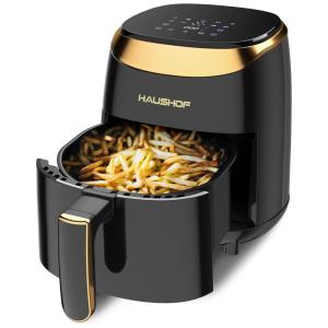 Air Fryer 4 Litros com 9 Funções para 1 a 4 Pessoas, Aço Inoxidável, 110V HAUSHOF Preta