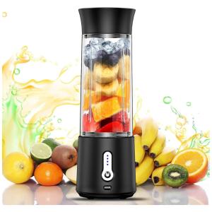 Liquidificador de Bancada Portátil 500 mL para Vitaminas, Recarregável, 150W, CHALVH A7, Preto