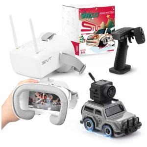 Mini Carrinho de Controle Remoto com Câmera e Óculos FPV Scala 1:10, DIATONE, Cinza Metálico