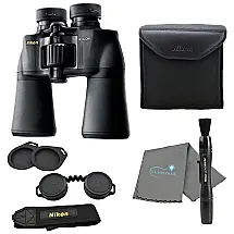 Binóculos 10x50 para Adultos com Caneta de Lente Nikon e Pano de Limpeza Lumintrail, Nikon Aculon A211, Preto