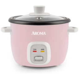 Panela de Arroz Elétrica até 4 xícaras não Cozidas, 110V 250W, Aroma Housewares, Rosa