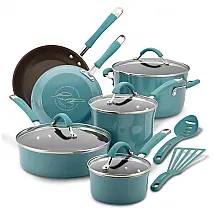 Conjunto de Panelas Antiaderentes e Utensílios, 12 Peças, RACHAEL RAY 16344, Azul