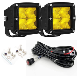 Farol de Milha LED Off Road com 8000 Lúmens e Luz Âmbar IP68 11V A 30V, 80W, 2Un, BIGLION.X, Preto