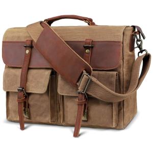 Emissary Bolsa, Pasta Mensageiro para Laptop Couro e Lona Encerada