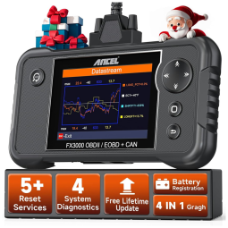 Scanner Automotivo FX3000 OBD2 Transmissão SRS ABS Atualização Via Wifi Idioma Português, ANCEL, Preto