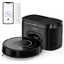 Aspirador de Pó Robô com Conexão via APP WI FI e Auto Esvaziamento, 110V, Verefa V60 Pro, Preto