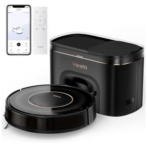Aspirador de Pó Robô com Conexão via APP WI FI e Auto Esvaziamento, 110V, Verefa V60 Pro, Preto