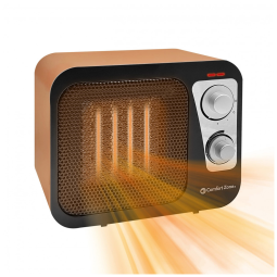 Aquecedor Elétrico Retro de Cerâmica com 2 Níveis de Potência e Termostato Ajustável, 110V, 1500W, Comfort Zone, Marrom