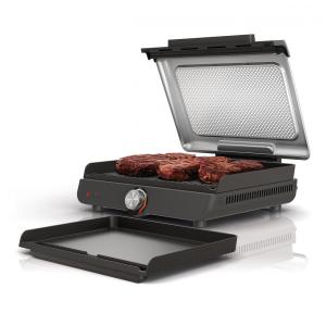 Grill Antiaderente Elétrico Interno sem Fumaça 110V 1450W, Ninja GR101, Cinza Prateado