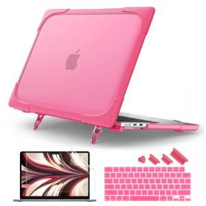 Capa Rígida Batianda MacBook Air 13,6" Rosa – Modelos A2681, A3113, A3240 com Suporte Dobrável e Proteção Completa
