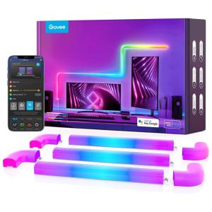 Barras de Luz LED RGBIC com Sincronização de Músicas, 40 Modos e Controle de Voz Alexa, 6 Barras e 1 Canto, GOVEE B6062101, Azul