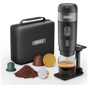 Cafeteira Portátil 9 Bar com Suporte Dobrável e Estojo de Transporte para Viagens, Acampamentos e Caminhadas, 80W 12V, HiBrew H4A