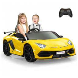 Carro Elétrico Infantil Licenciado TOBBI Lamborghini 24V 2 Lugares, Velocidade 13 km/h, Bancos em Couro PU, Cinto Ajustável, Drift 360°