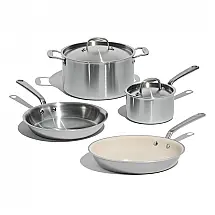 Jogo de Panelas Made In Stainless Clad 6 Peças Aço Inox 5-camadas Compatível com Indução