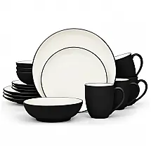 Conjunto de Jantar Noritake 16 Peças Cerâmica Preto Redondo para Todas as Ocasiões