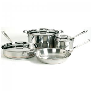 Conjunto de Panelas e Frigideiras Antiaderentes com Núcleo de Cobre, 7 Peças, ALL CLAD 8400000007, Prateado