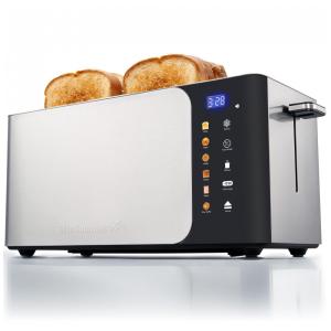 Torradeira Digital Elite Gourmet ECT5924D SmartToast com 4 Fatias Longas, 1,5 Polegadas, Função Bagel, Tela de Toque LED