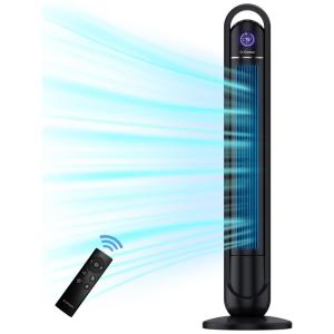 Ventilador de Torre Oscilante com 3 Velocidades, 3 Modos e Display LED, 110V 55W, G-Ocean, Preto.