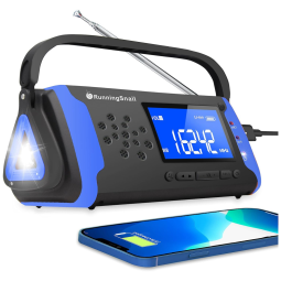 Rádio AM, FM, NOAA Recarregável Manivela Solar Carregador USB SOS Lanterna Display LCD, RUNNINGSNAIL