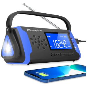 Rádio AM, FM, NOAA Recarregável Manivela Solar Carregador USB SOS Lanterna Display LCD, RUNNINGSNAIL