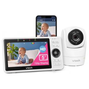 Babá Eletrônica Câmera 1080P HD e Monitor 360 720P com Visão Noturna para IOS e Android, VTECH VM901, Branco