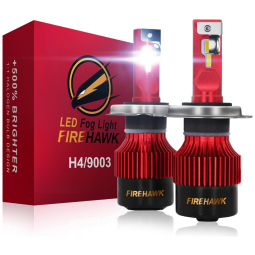 Kit Xenon Lâmpadas LED Branca 15000 Lumens 6000K, 2 Peças, FIREHAWK 9003, H4, HB2, Preto