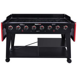Churrasqueira a Gás 104.000 BTU com 8 Queimadores e Mesas Laterais em Aço Inoxidável, ROYAL GOURMET GB8003, Preto