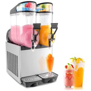 Máquina de Raspadinha Comercial ROVSUN, 2 Tanques de 15L, Capacidade de 30L, Máquina de Bebidas Geladas, Margaritas, Refrigeração Eficiente.