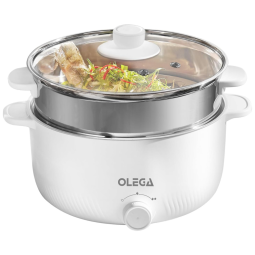 Panela Elétrica Antiaderente 3L com Controle de Temperatura, para Cozinhar com Vapor, 110V, OLEGA, Branca