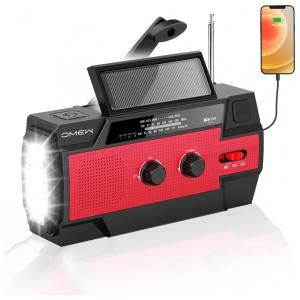 Rádio AM FM e NOAA 2000mAh Com Bateria Solar ou Manivela de Recarga USB Resistente a Água