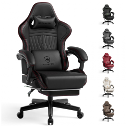 Cadeira Gamer Reclinável e Giratória com Alto Falantes, Bluetooth e Apoio para Pés, GTPLAYER, Vermelho e Preto