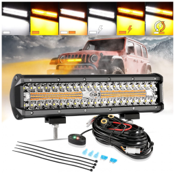 Barra LED Offroad com 30000 Lúmens e 6 Modos Âmbar, 300W, Auxbeam, Preto