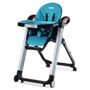 Cadeira de Alimentação Cadeirão com 7 Alturas e 4 Rodas, HEAO, Azul