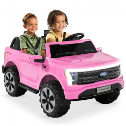 Carro Elétrico Infantil Licenciado Best Choice Products Ford F-150 Lightning 24V Rosa, 2 Lugares, com Controle Remoto e Bluetooth