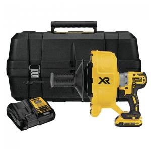 Kit Desentupidor de Canos com Bateria 20V MAX, Carregador, Maleta de Transporte, DEWALT DCD200D1, Amarelo