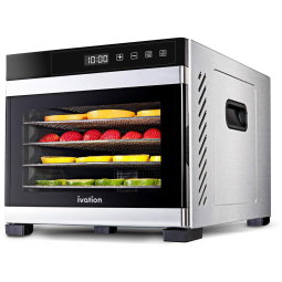 Desidratador de Alimentos Ivation 6 Bandejas Inox, 600W, Controle Digital de Temperatura e Timer, Fácil Limpeza, 110V