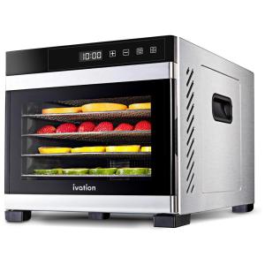 Desidratador de Alimentos Ivation 6 Bandejas Inox, 600W, Controle Digital de Temperatura e Timer, Fácil Limpeza, 110V